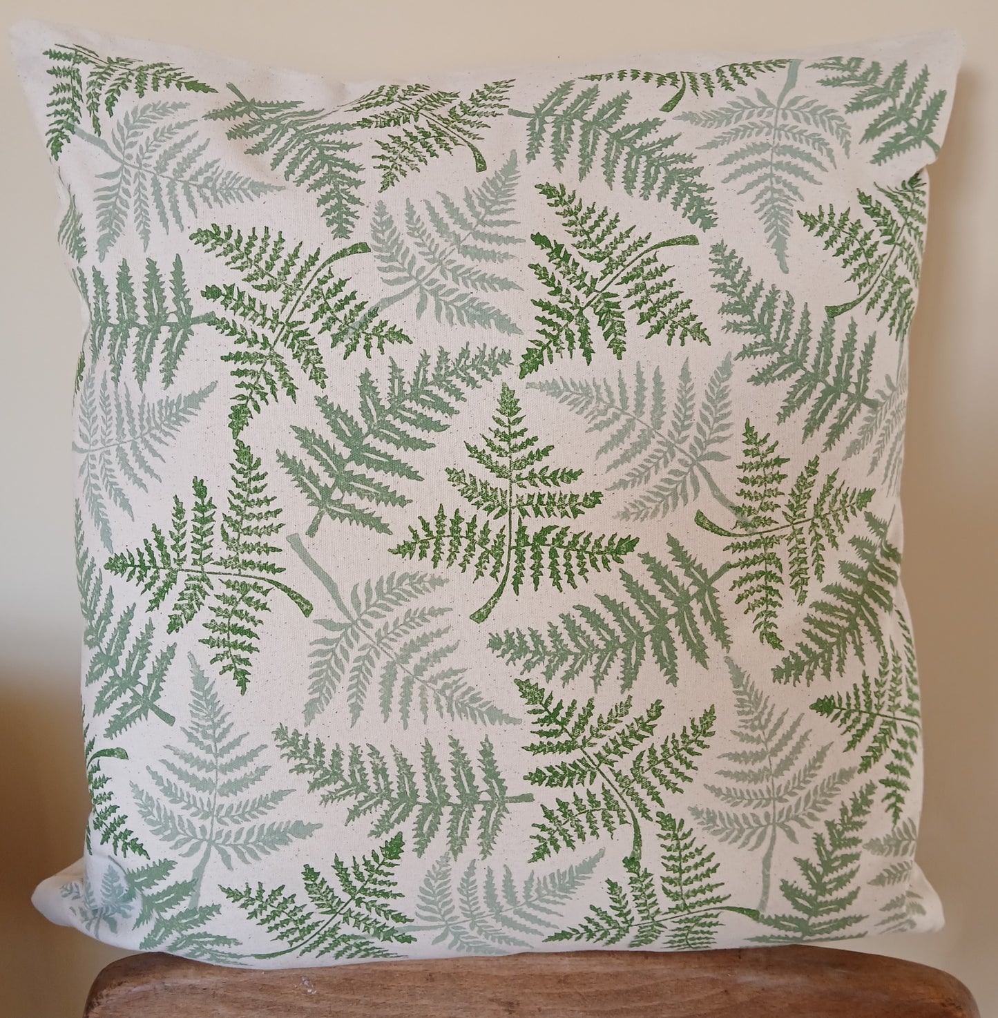 Ferns in three greens cushion cover