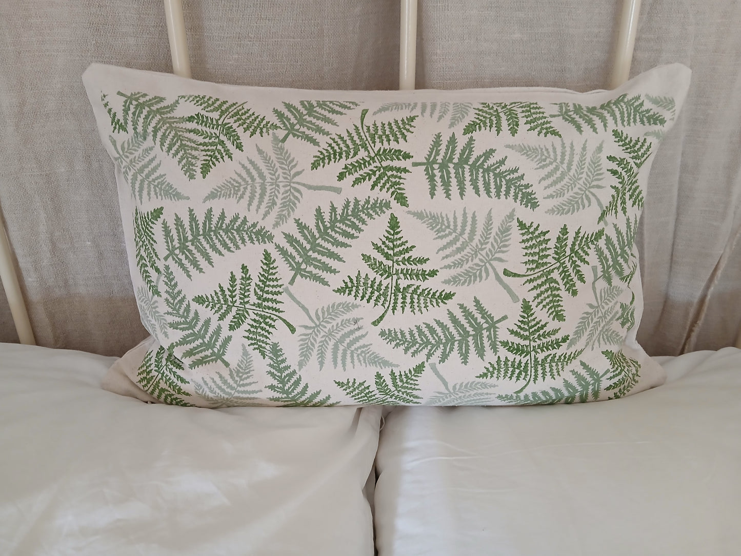 Ferns in three greens cushion cover