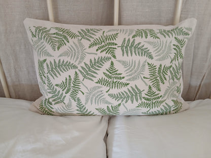 Ferns in three greens cushion cover