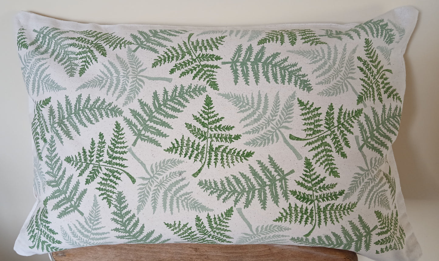 Ferns in three greens cushion cover