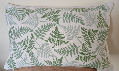 Ferns in three greens cushion cover