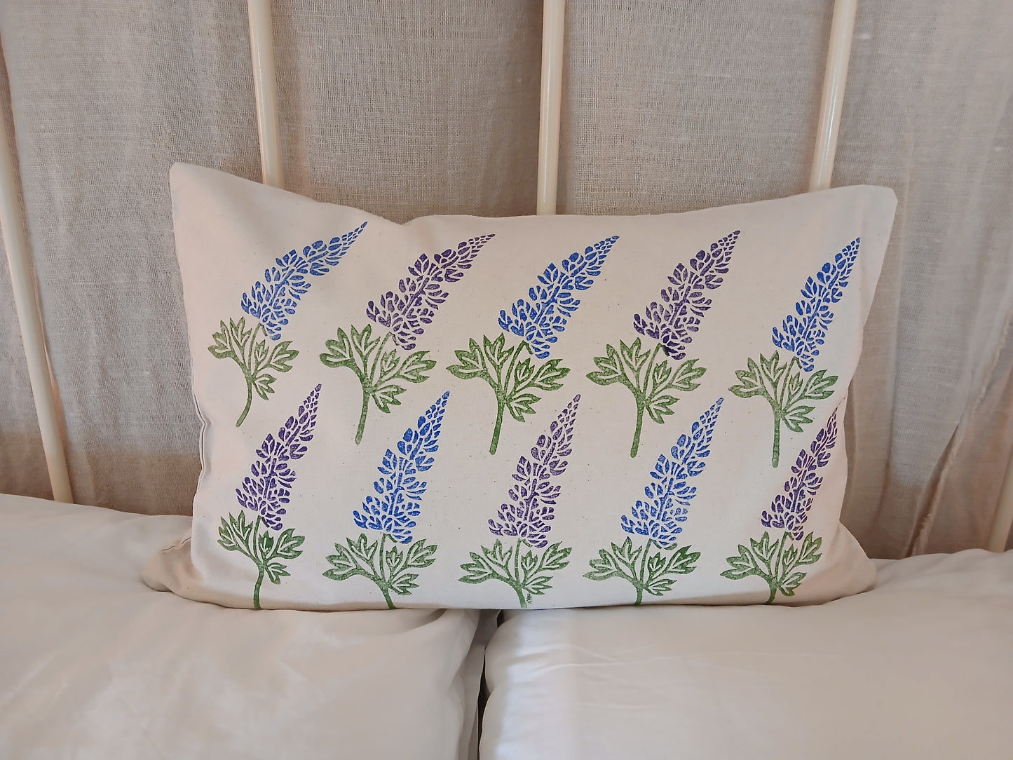 Lupin in purple & blue cushion cover