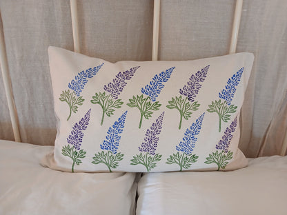 Lupin in purple & blue cushion cover