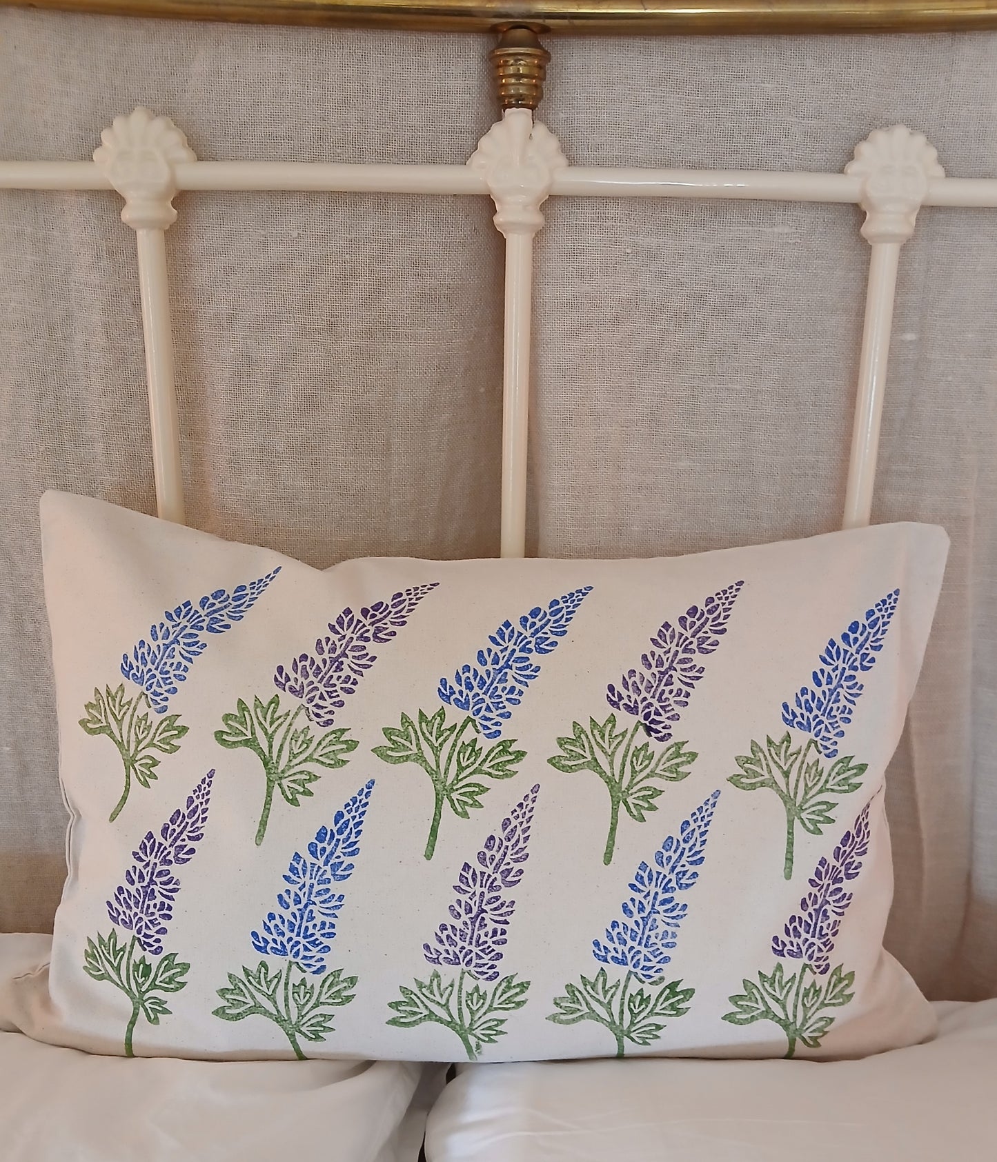 Lupin in purple & blue cushion cover