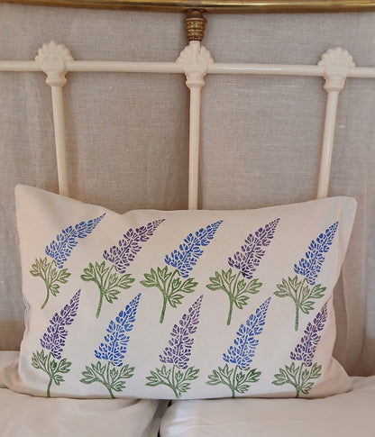 Lupin in purple & blue cushion cover