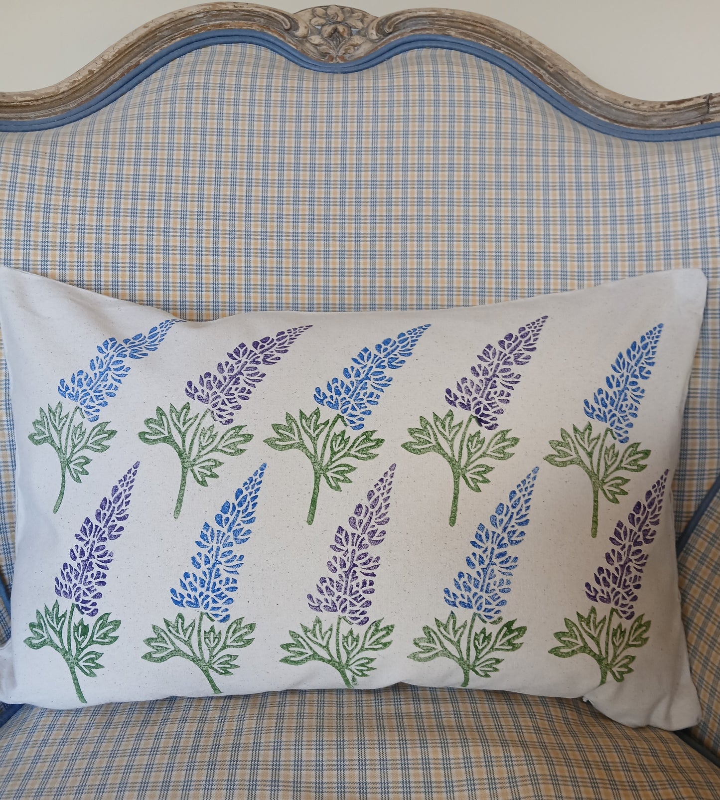 Lupin in purple & blue cushion cover