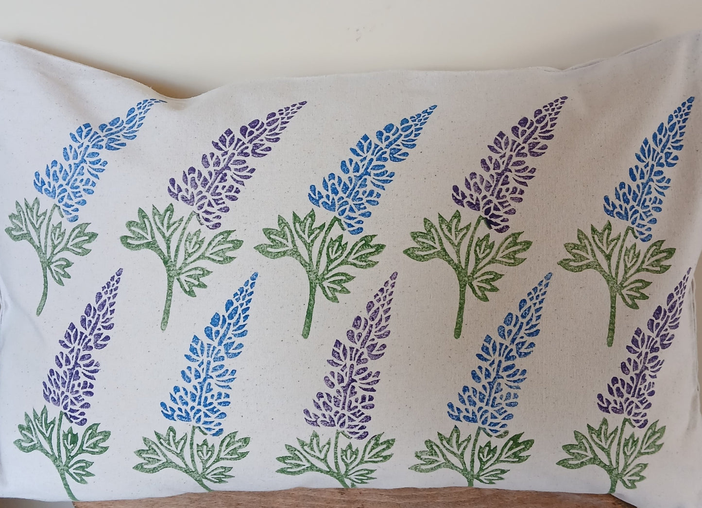 Lupin in purple & blue cushion cover