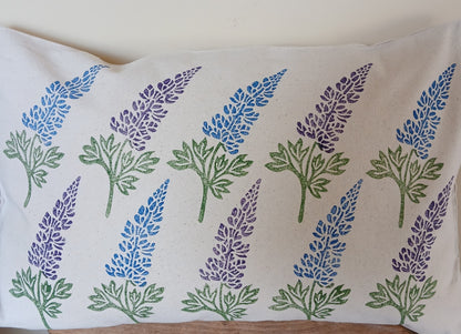 Lupin in purple & blue cushion cover