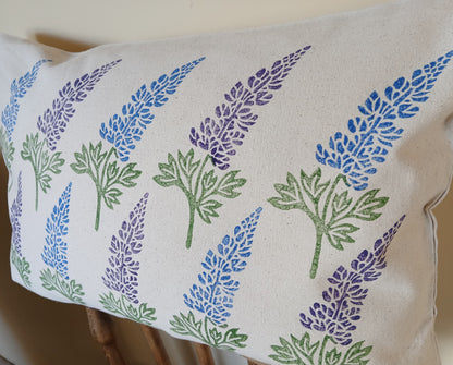 Lupin in purple & blue cushion cover