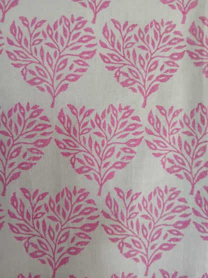 Floral Heart in pink with red detail on cotton teatowel