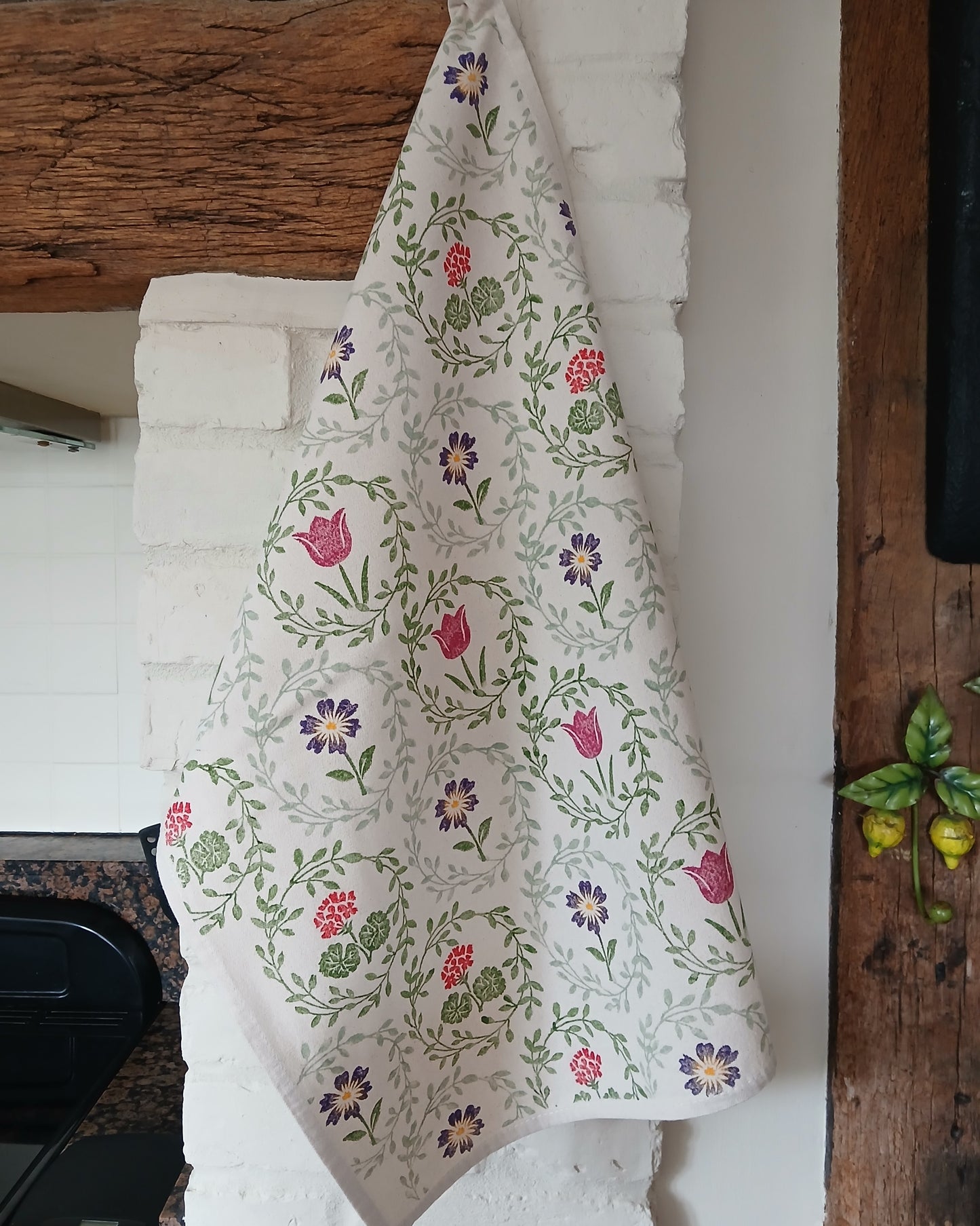 Flower Wreaths Tea Towel