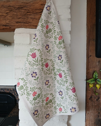 Flower Wreaths Tea Towel