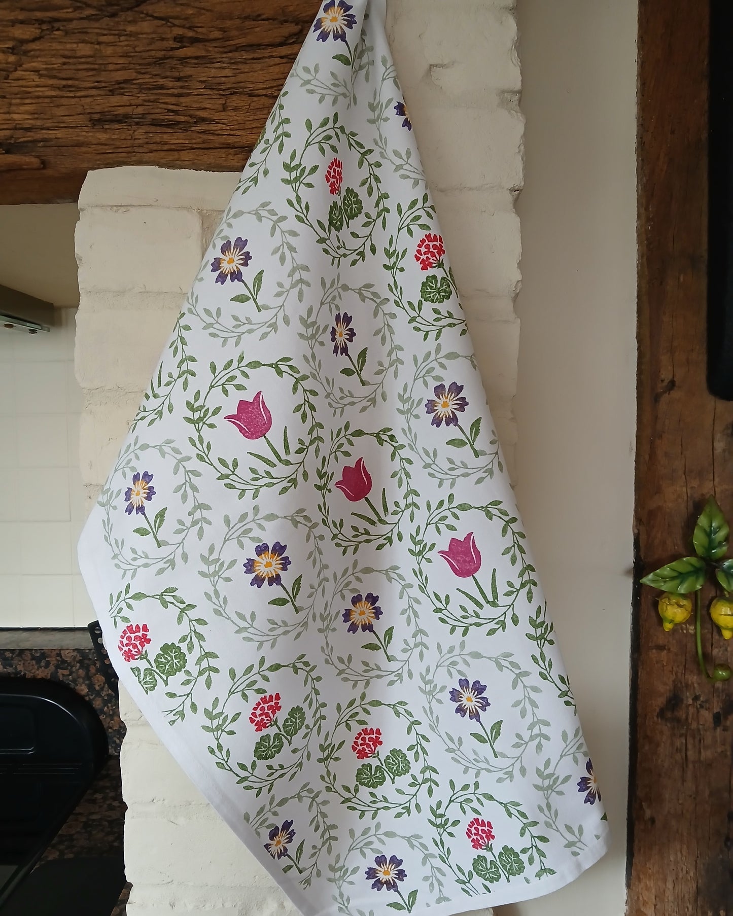 Flower Wreaths Tea Towel