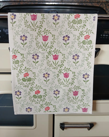 Flower Wreaths Tea Towel