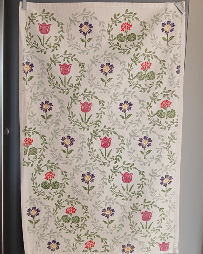 Flower Wreaths Tea Towel