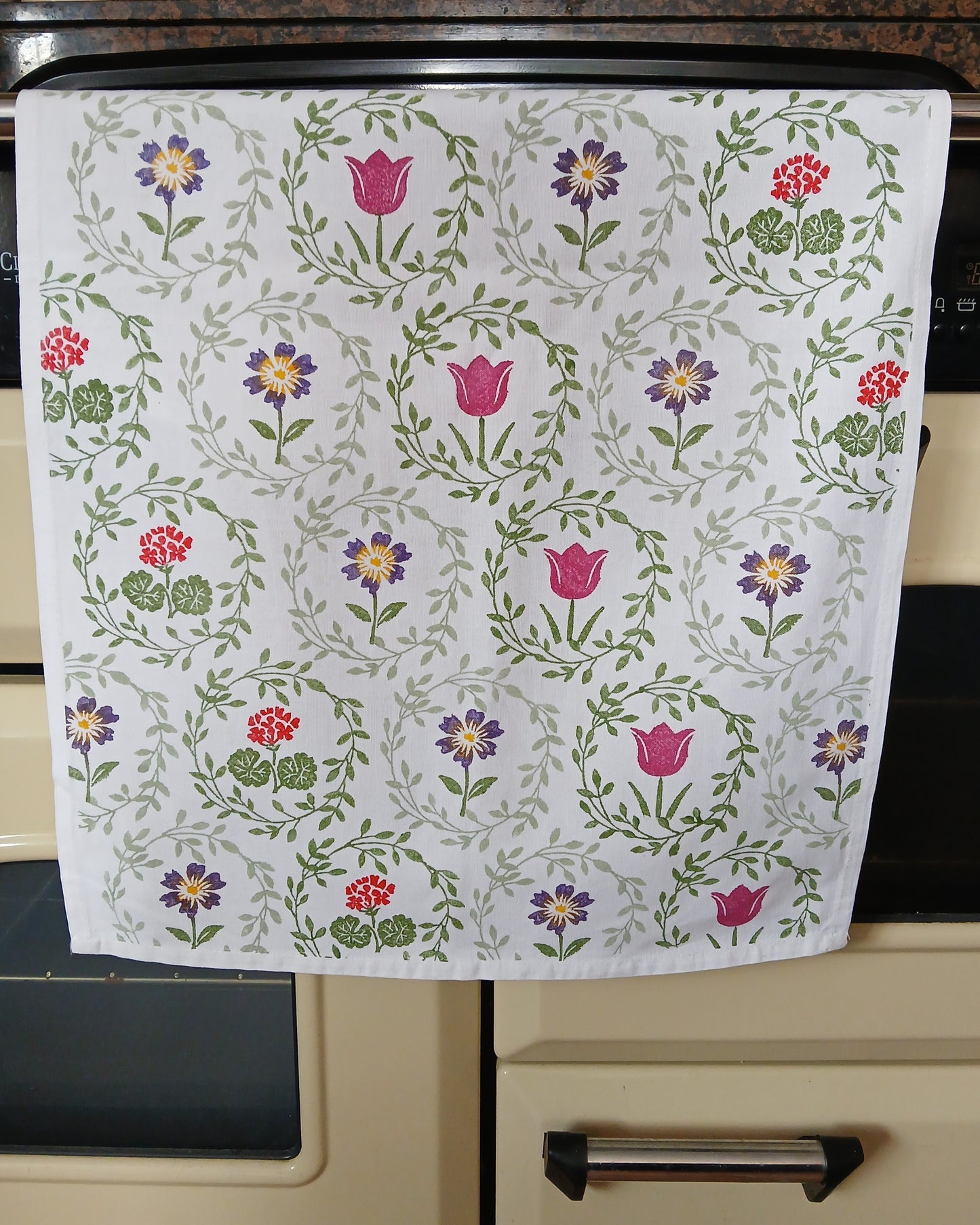 Flower Wreaths Tea Towel
