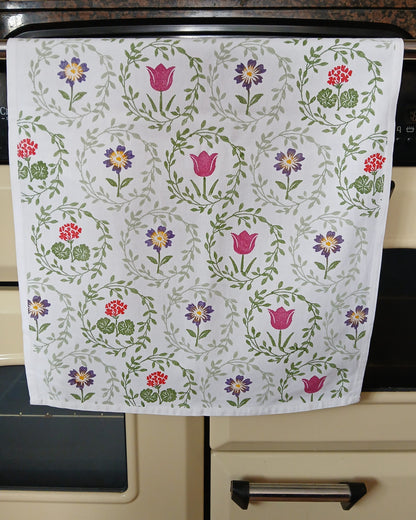 Flower Wreaths Tea Towel