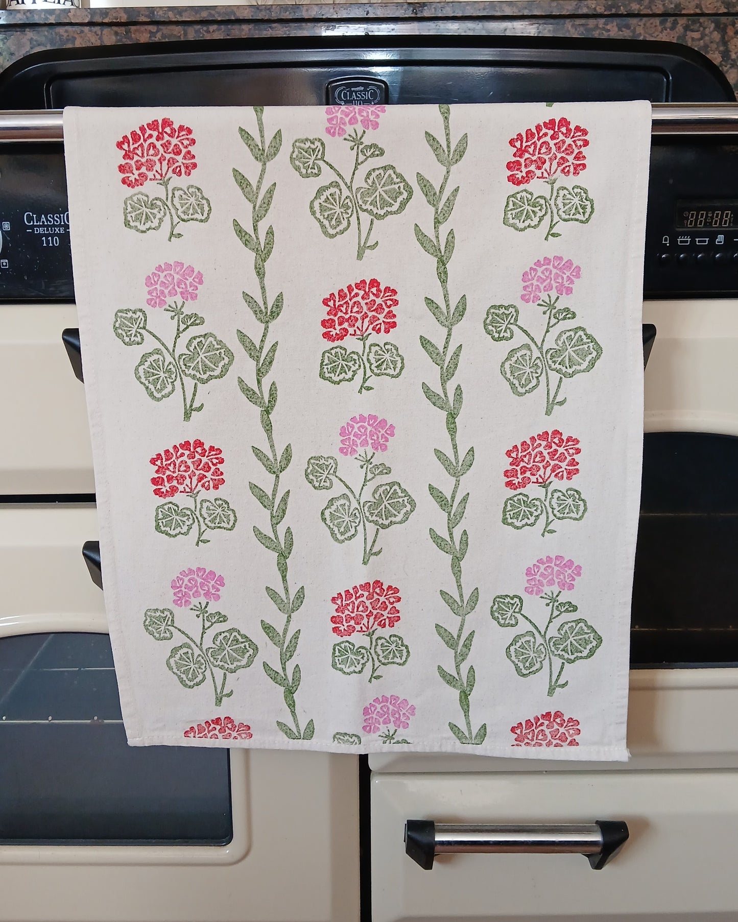 Geranium & Vine Tea Towel
