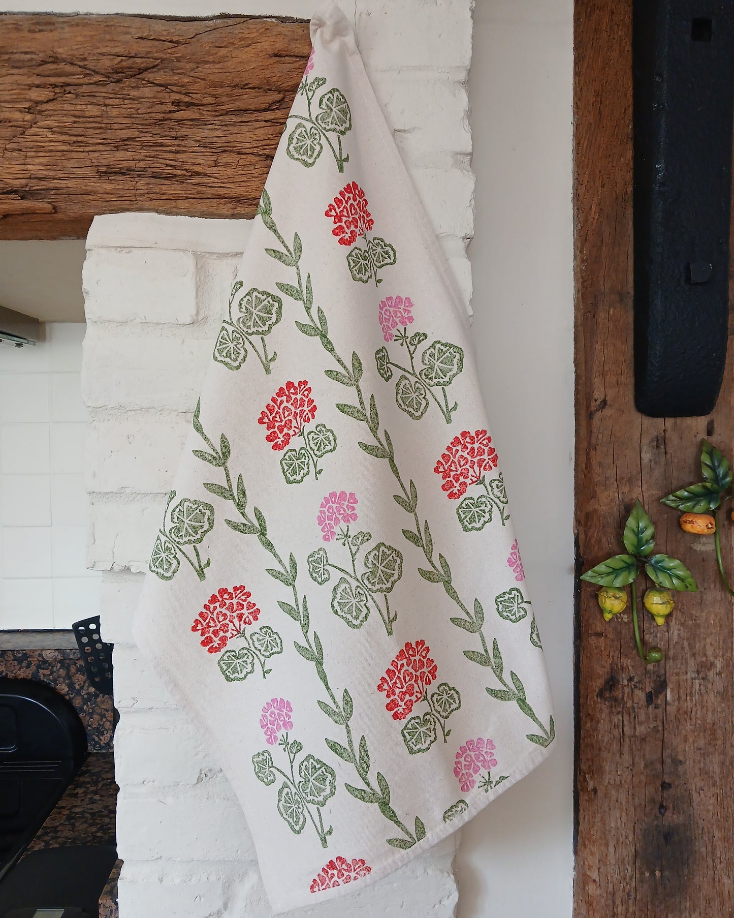 Geranium & Vine Tea Towel
