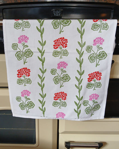 Geranium & Vine Tea Towel