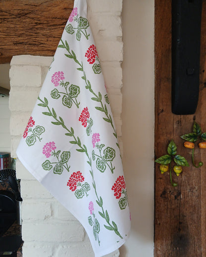Geranium & Vine Tea Towel