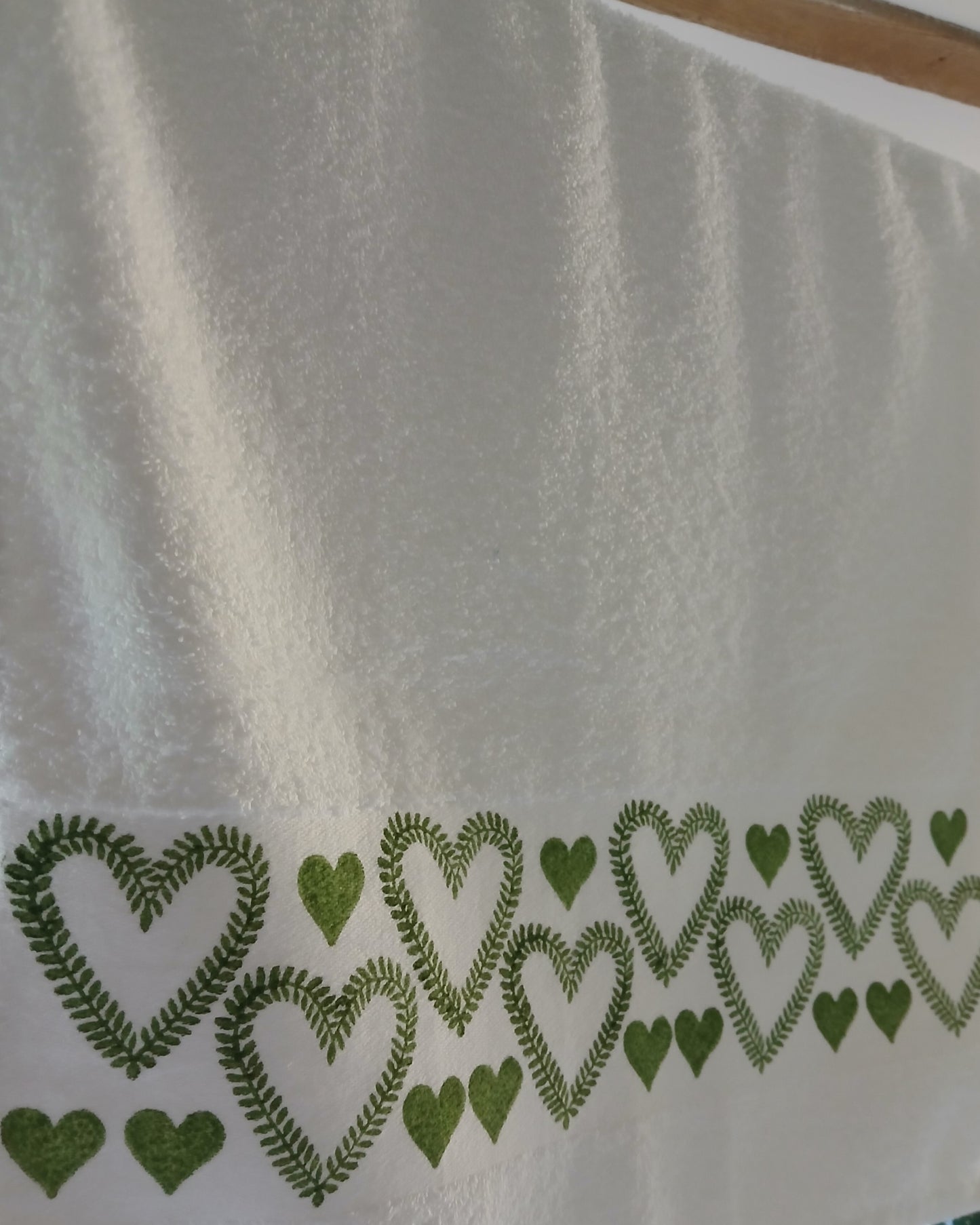 Hearts in Green Hand Towel