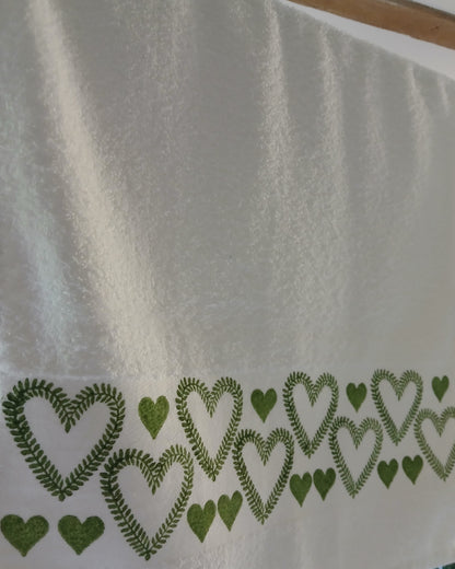 Hearts in Green Hand Towel
