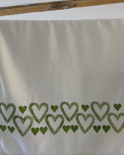 Hearts in Green Hand Towel