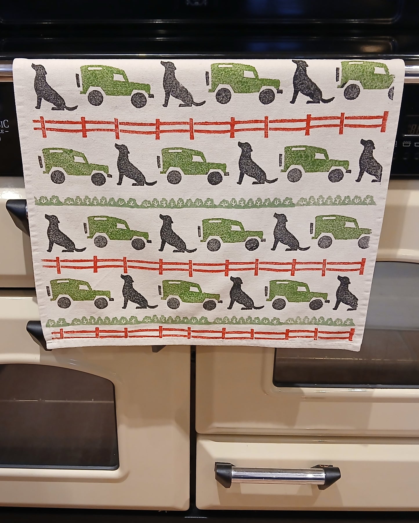 Labrador & Landrovers Tea Towel