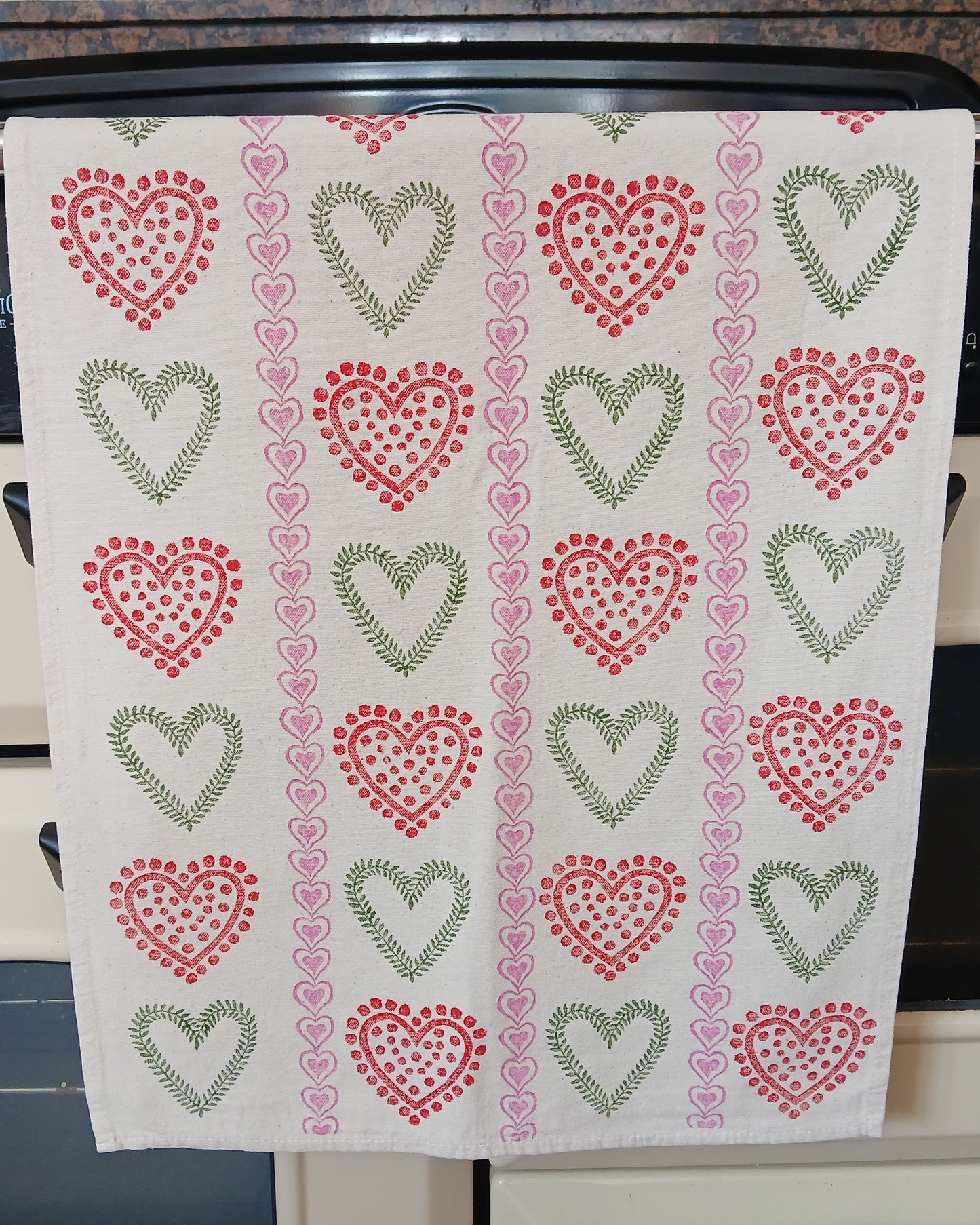 Multi Hearts Tea Towel