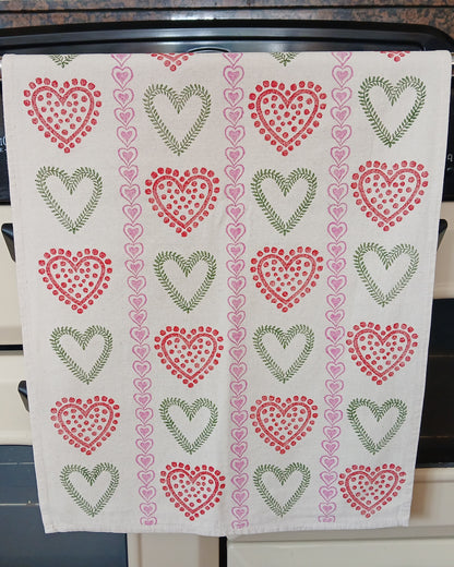 Multi Hearts Tea Towel