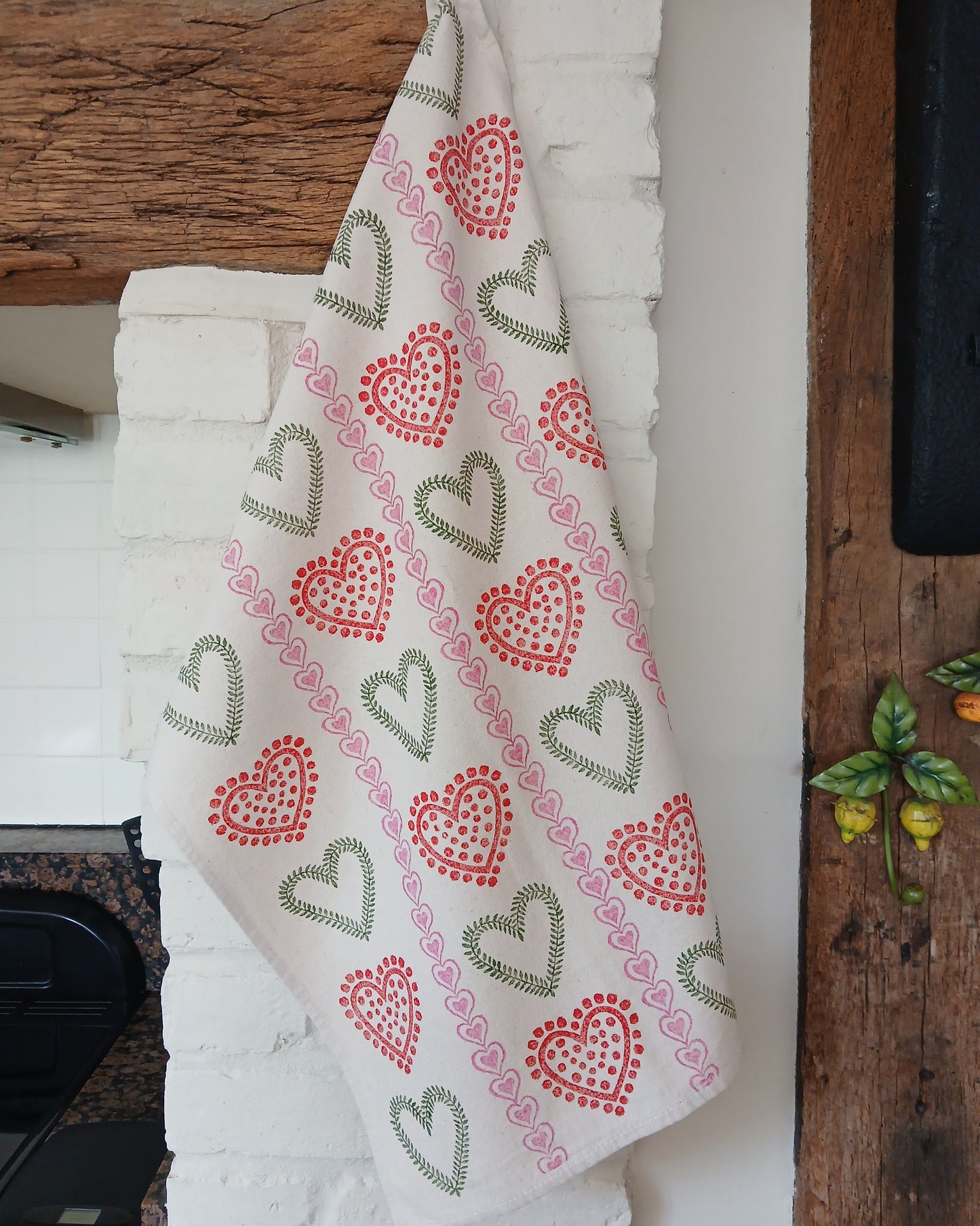 Multi Hearts Tea Towel