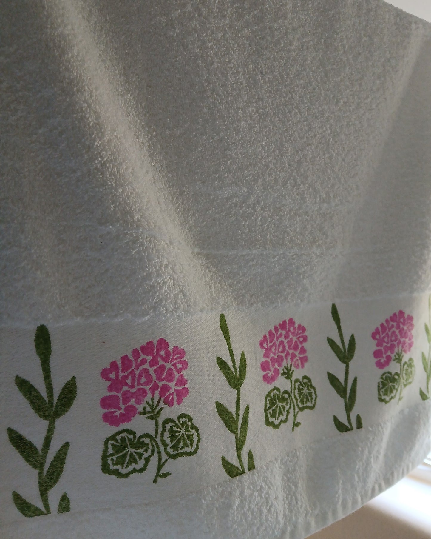 Pink Geraniums Hand Towel