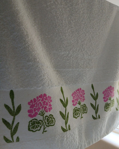 Pink Geraniums Hand Towel