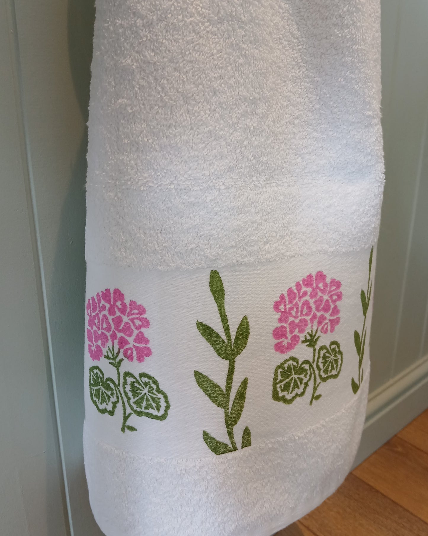 Pink Geraniums Hand Towel