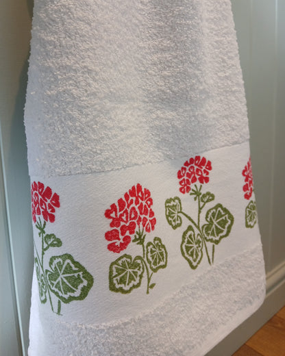 Red Geraniums Hand Towel