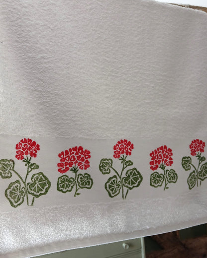 Red Geraniums Hand Towel