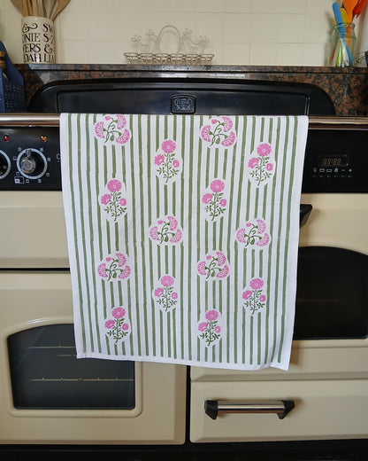 Stripe Dianthus Tea Towel