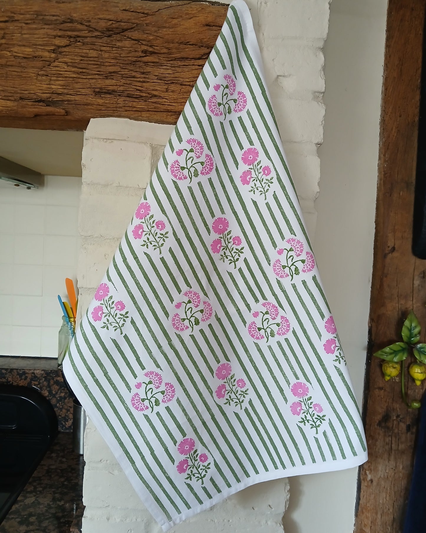 Stripe Dianthus Tea Towel